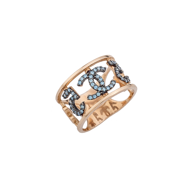 Δαχτυλίδι Τύπου Chanel σε Ροζ Χρυσό με Ζιργκόν Swarovski