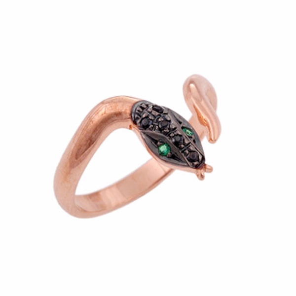 Δαχτυλίδι Φίδι σε Ροζ Χρυσό με Ζιργκόν