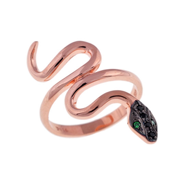 Δαχτυλίδι Φίδι σε Ροζ Χρυσό με Ζιργκόν