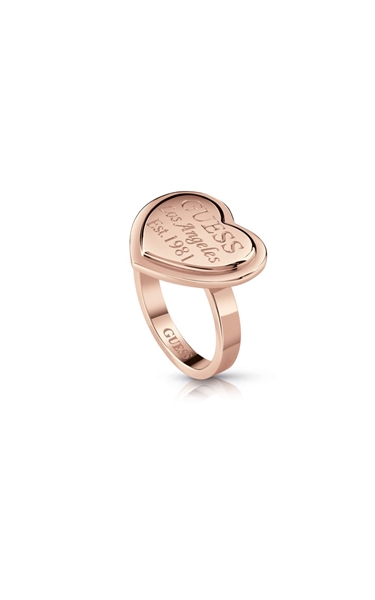 Δαχτυλίδι Καρδιά με Λογότυπο σε Ροζ Επιχρυσωμένο Ανοξείδωτο Ατσάλι