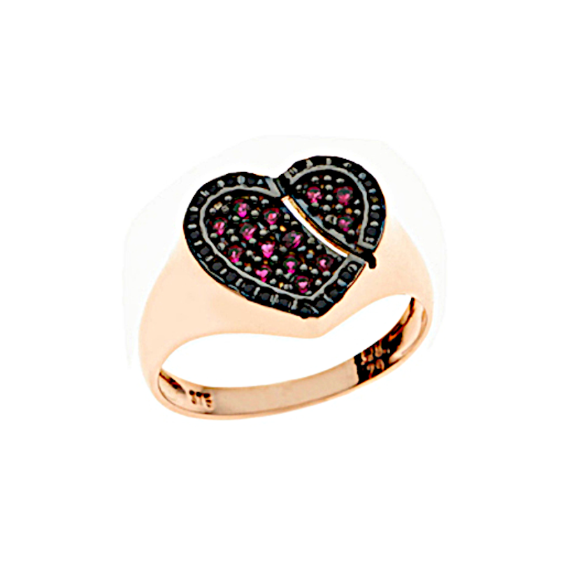 Δαχτυλίδι Καρδιά σε Ροζ Χρυσό και Ζιργκόν Swarovski