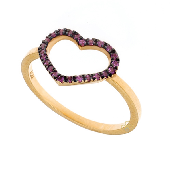 Δαχτυλίδι Καρδιά σε Ροζ Χρυσό με Ζαφείρια