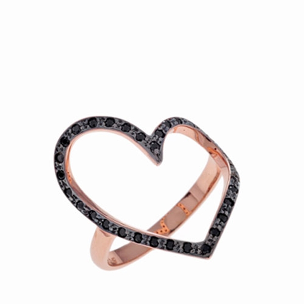 Δαχτυλίδι Καρδιά σε Ροζ Χρυσό με Ζιργκόν
