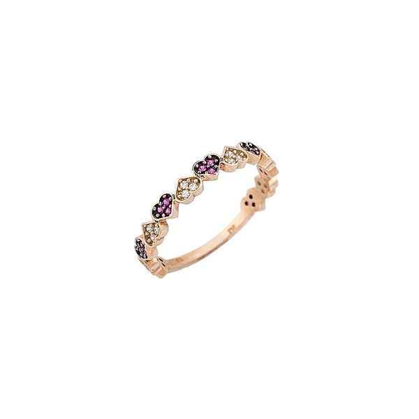 Δαχτυλίδι Καρδούλες σε Ροζ Χρυσό με Ζιργκόν Swarovski