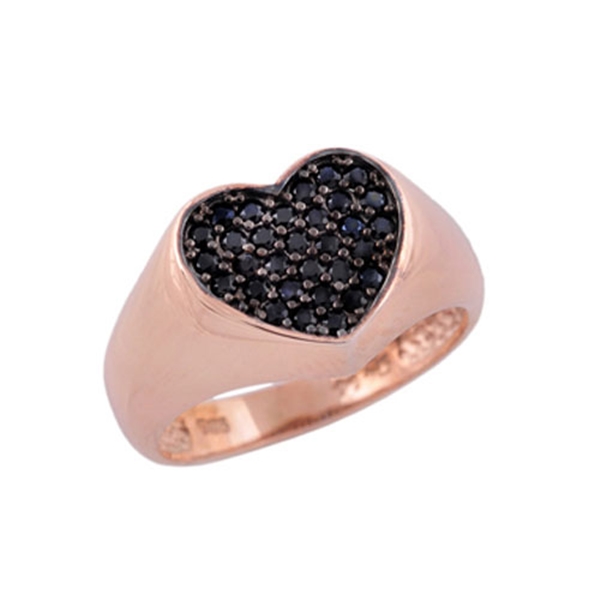 Δαχτυλίδι Σεβαλιέ Καρδιά σε Ροζ Χρυσό με Ζιργκόν