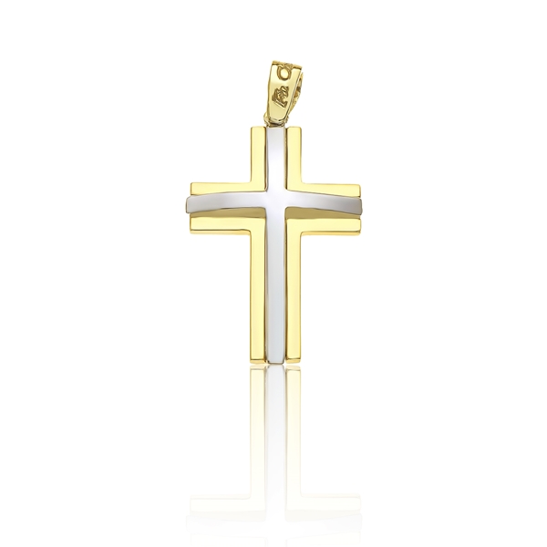 Δίχρωμος Χρυσός Βαπτιστικός Σταυρός