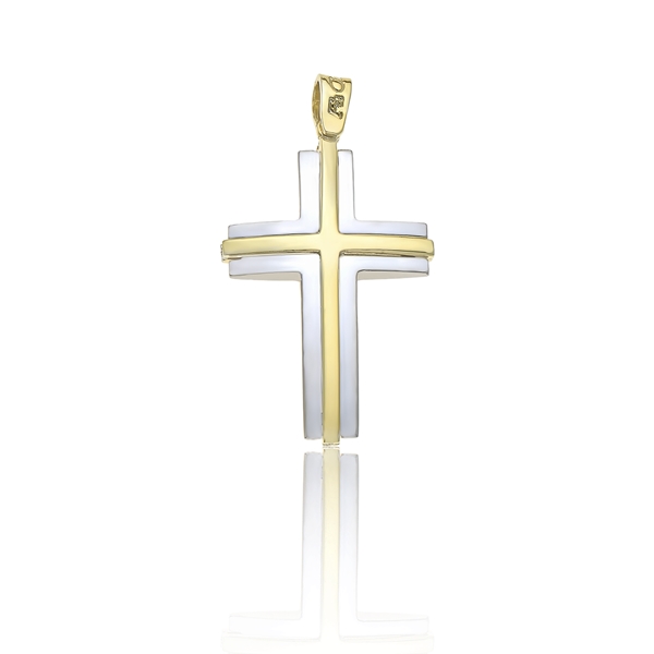 Δίχρωμος Χρυσός Βαπτιστικός Σταυρός