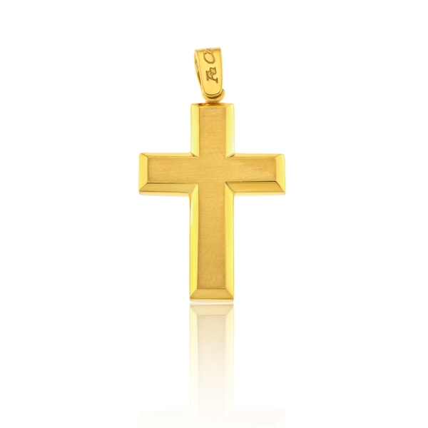 Δίχρωμος Χρυσός Βαπτιστικός Σταυρός Διπλής Όψης