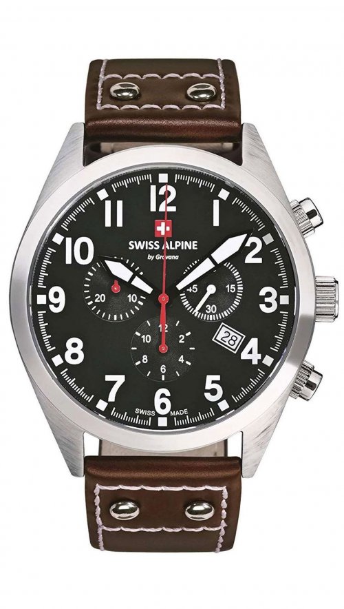 Leader Chronograph Brown Leather Strap