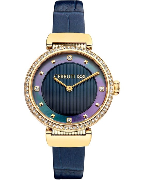Maira Crystals Blue Leather Strap
