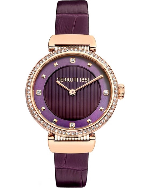 Maira Crystals Purple Leather Strap