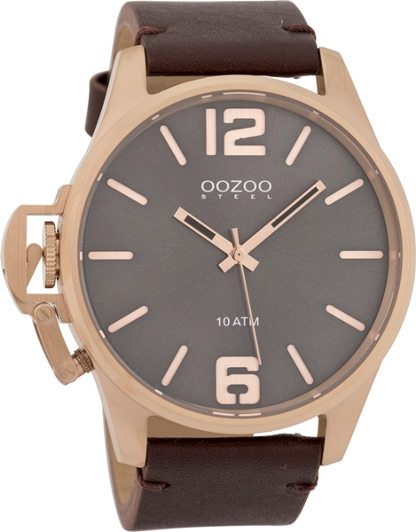 Steel Brown Leather Strap