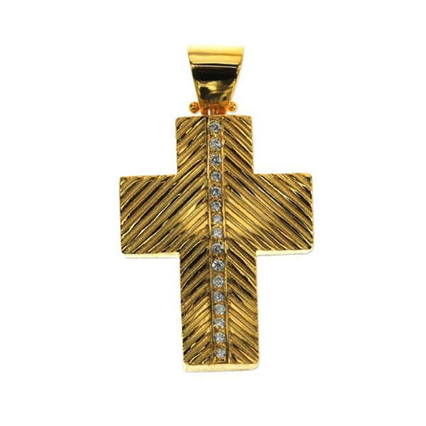 Βαπτιστικός Σταυρός σε Χρυσό με Ζιργκόν Swarovski