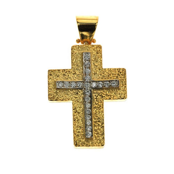 Βαπτιστικός Σταυρός σε Χρυσό με Ζιργκόν Swarovski