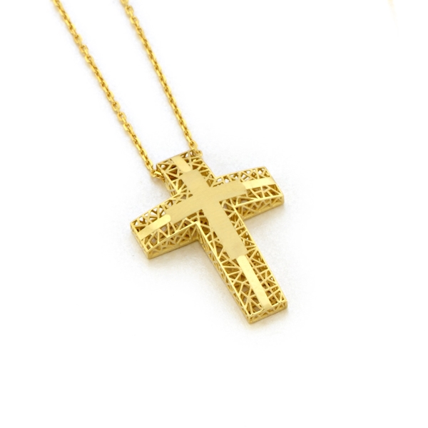 Χρυσός Βαπτιστικός Σταυρός με Αλυσίδα