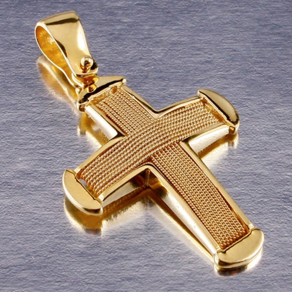 Χρυσός Βαπτιστικός Σταυρός Πλεχτός με Σύρμα