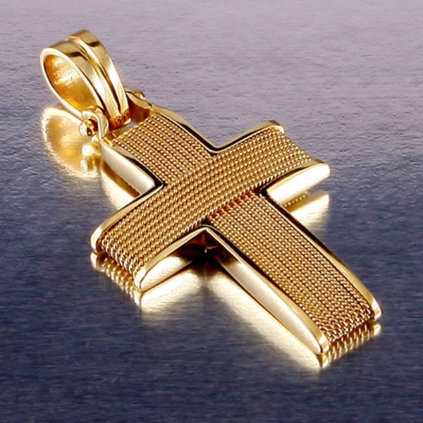 Χρυσός Βαπτιστικός Σταυρός Πλεχτός με Σύρμα