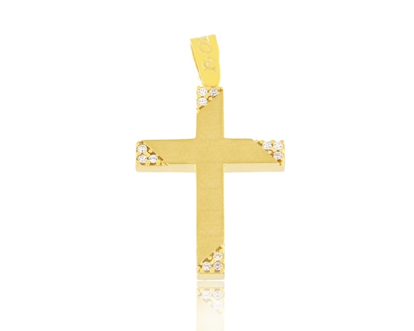 Χρυσός Βαπτιστικός Σταυρός με Ζιργκόν