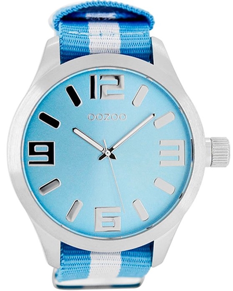 XXL Τimepieces Blue and White Fabric Strap